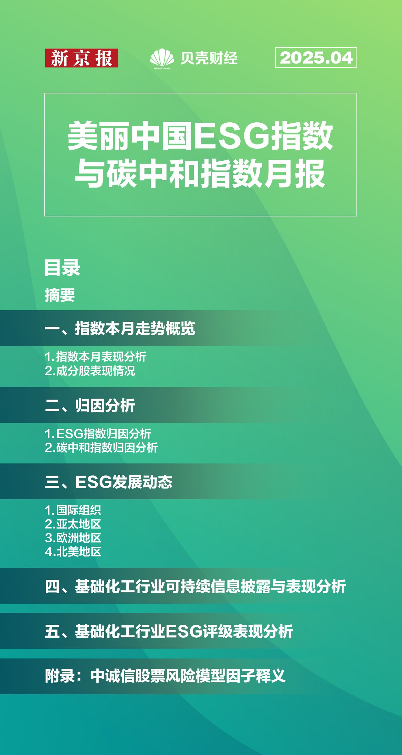 指数月报|美丽中国ESG指数与碳中和指数4月趋势与收益